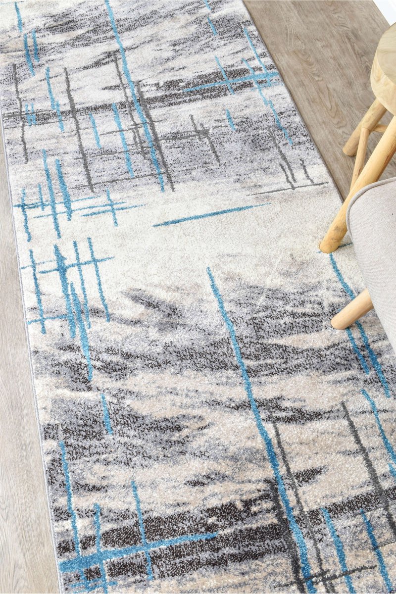 Sol Grey Turquoise Minimalist Rug