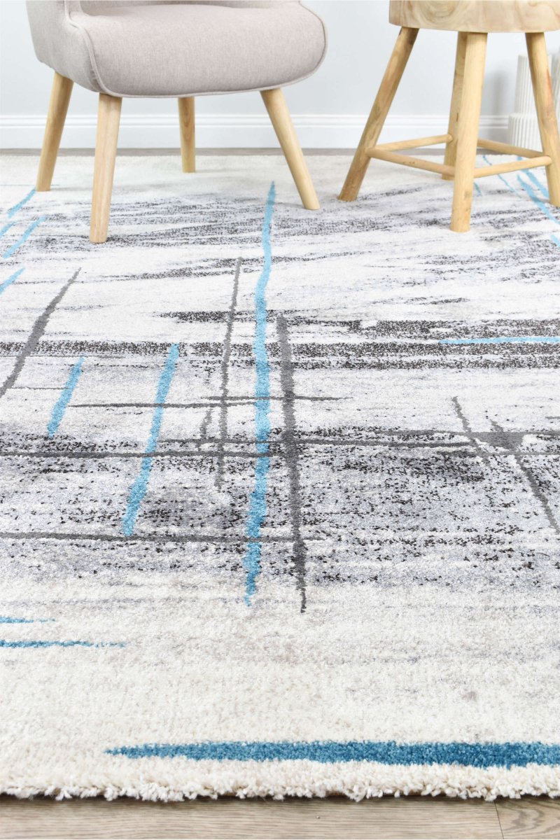 Sol Grey Turquoise Minimalist Rug