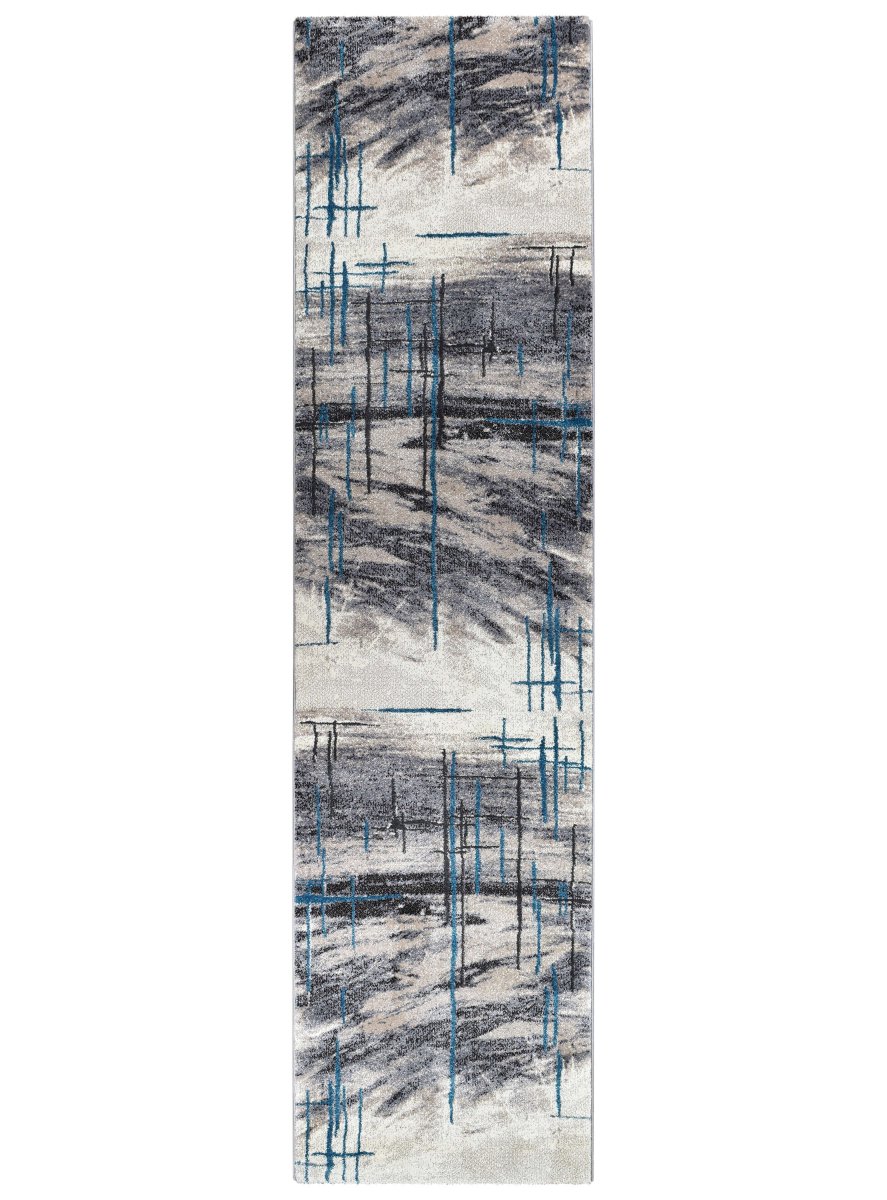 Sol Grey Turquoise Minimalist Rug