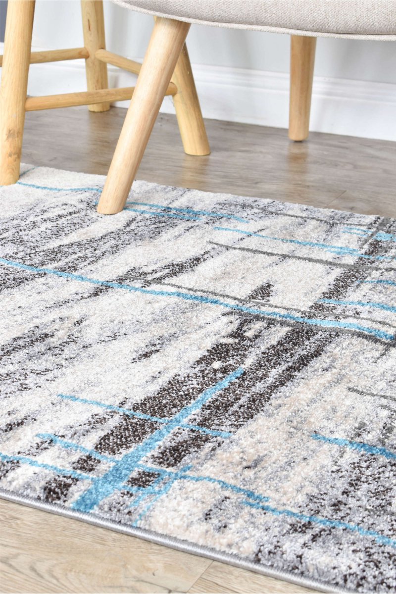 Sol Grey Turquoise Minimalist Rug