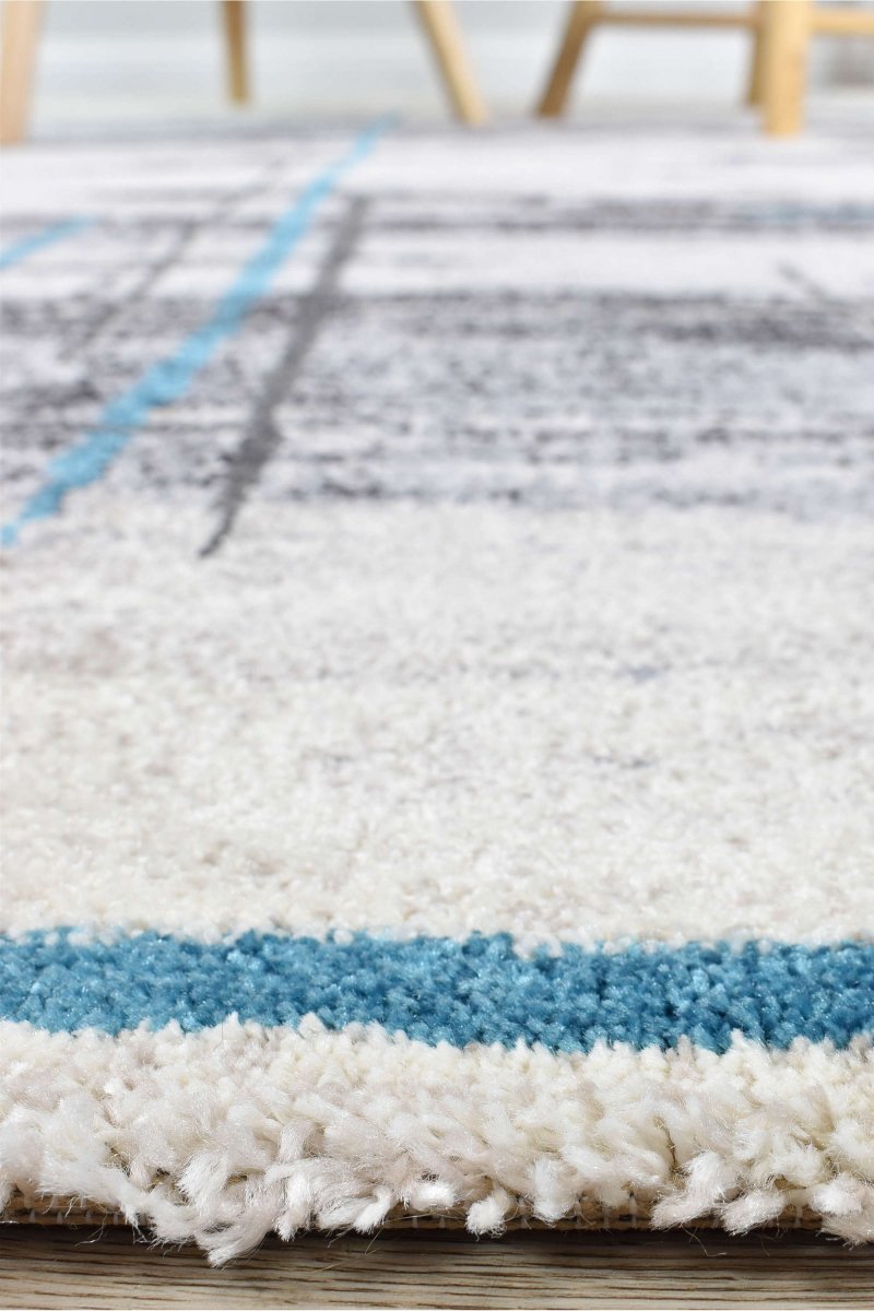 Sol Grey Turquoise Minimalist Rug