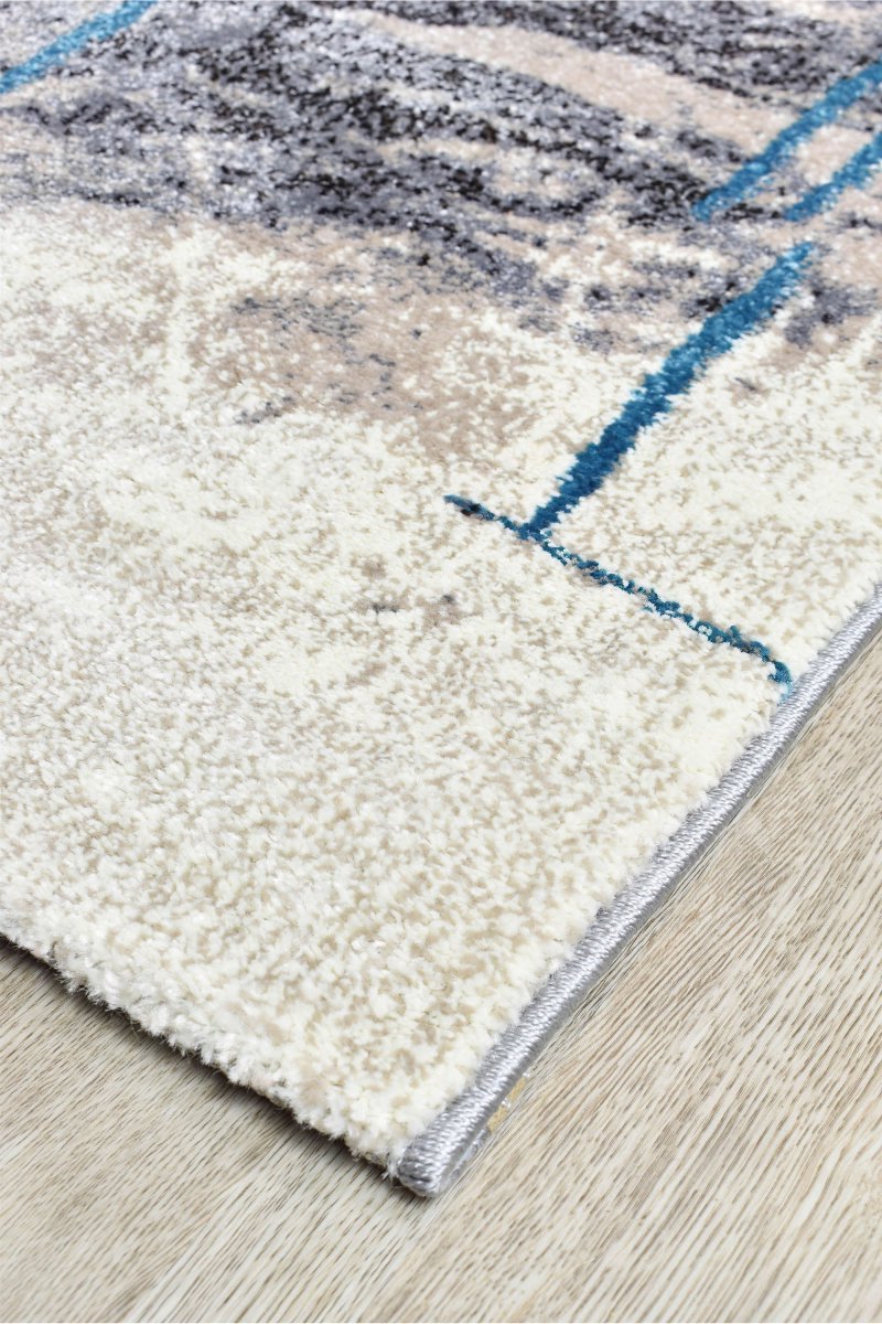 Sol Grey Turquoise Minimalist Rug