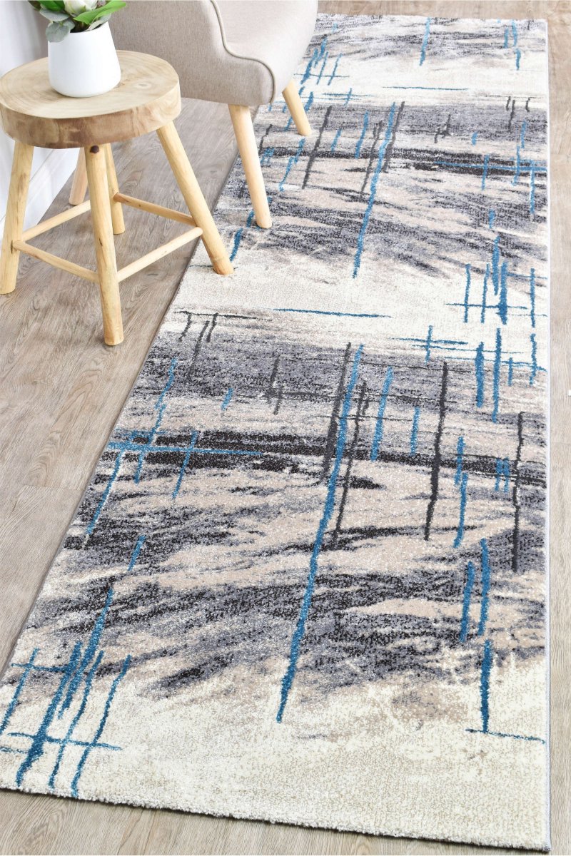 Sol Grey Turquoise Minimalist Rug