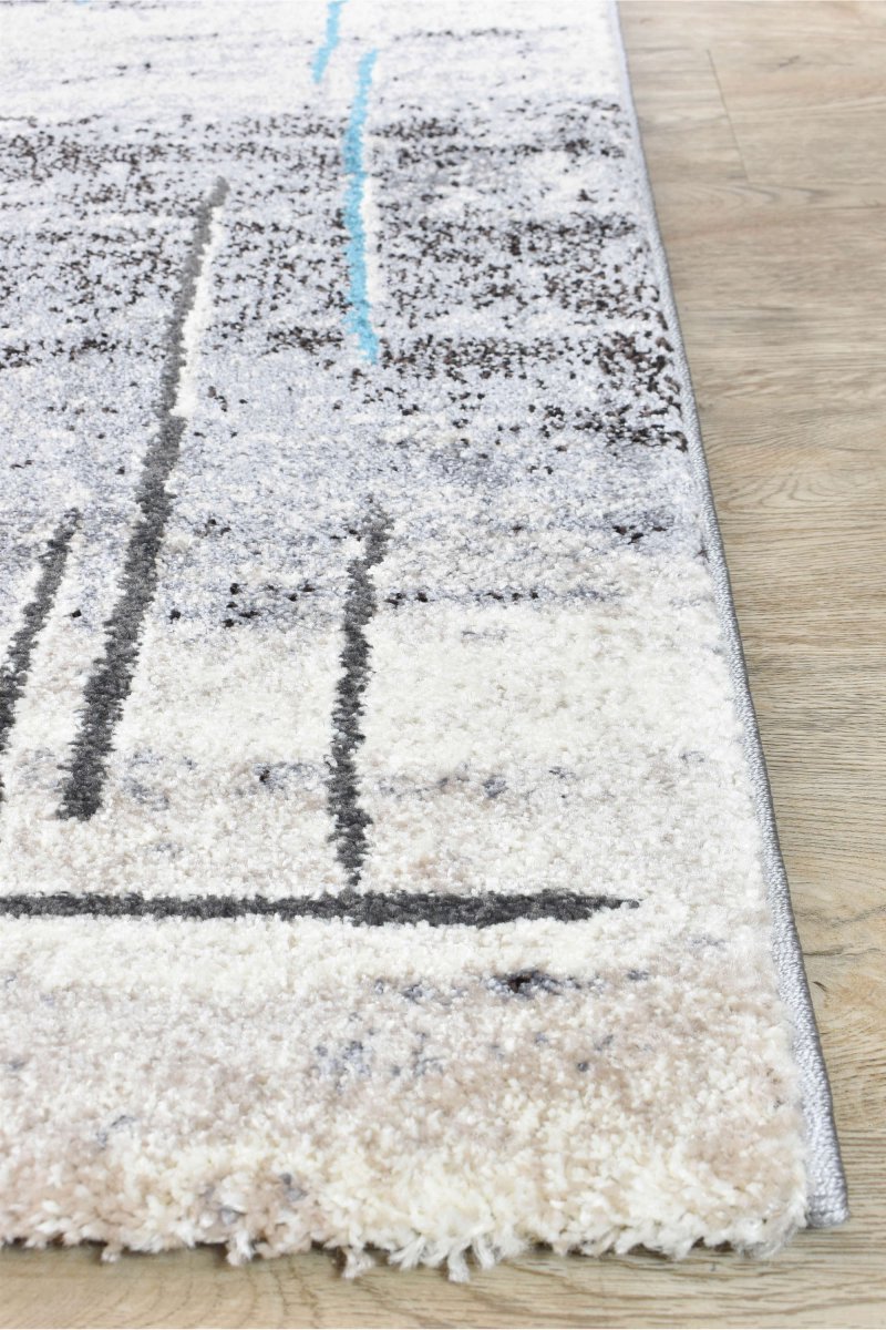 Sol Grey Turquoise Minimalist Rug