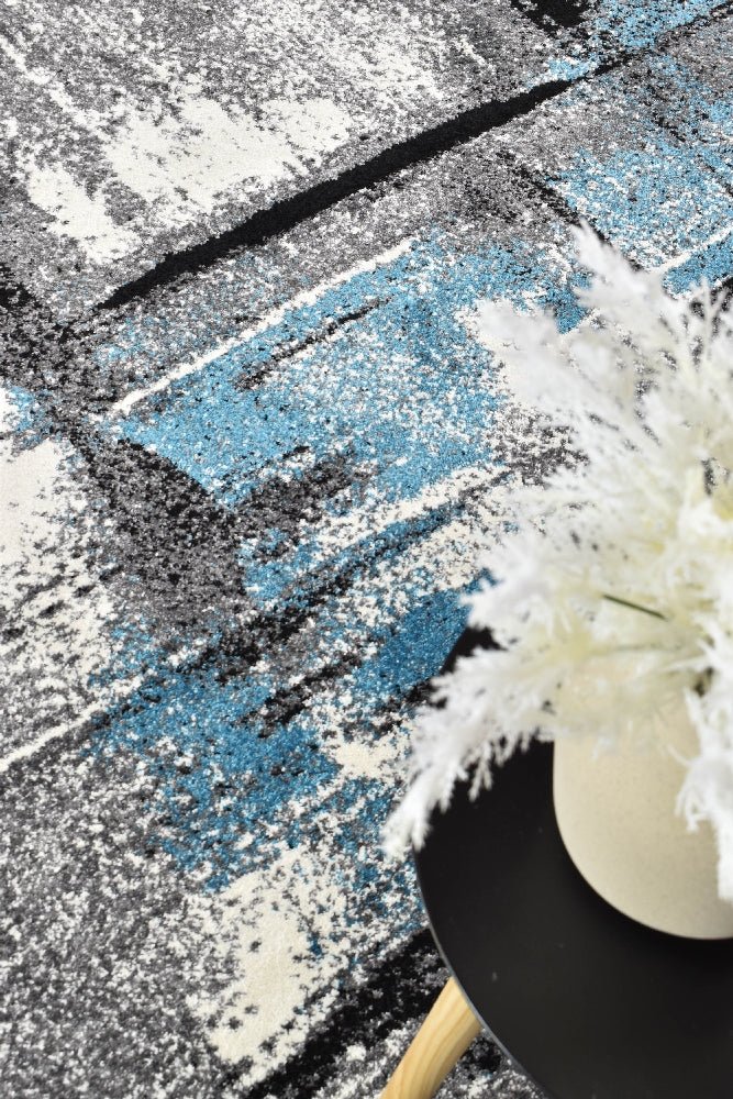 Sol Grey Turquoise Modern Rug