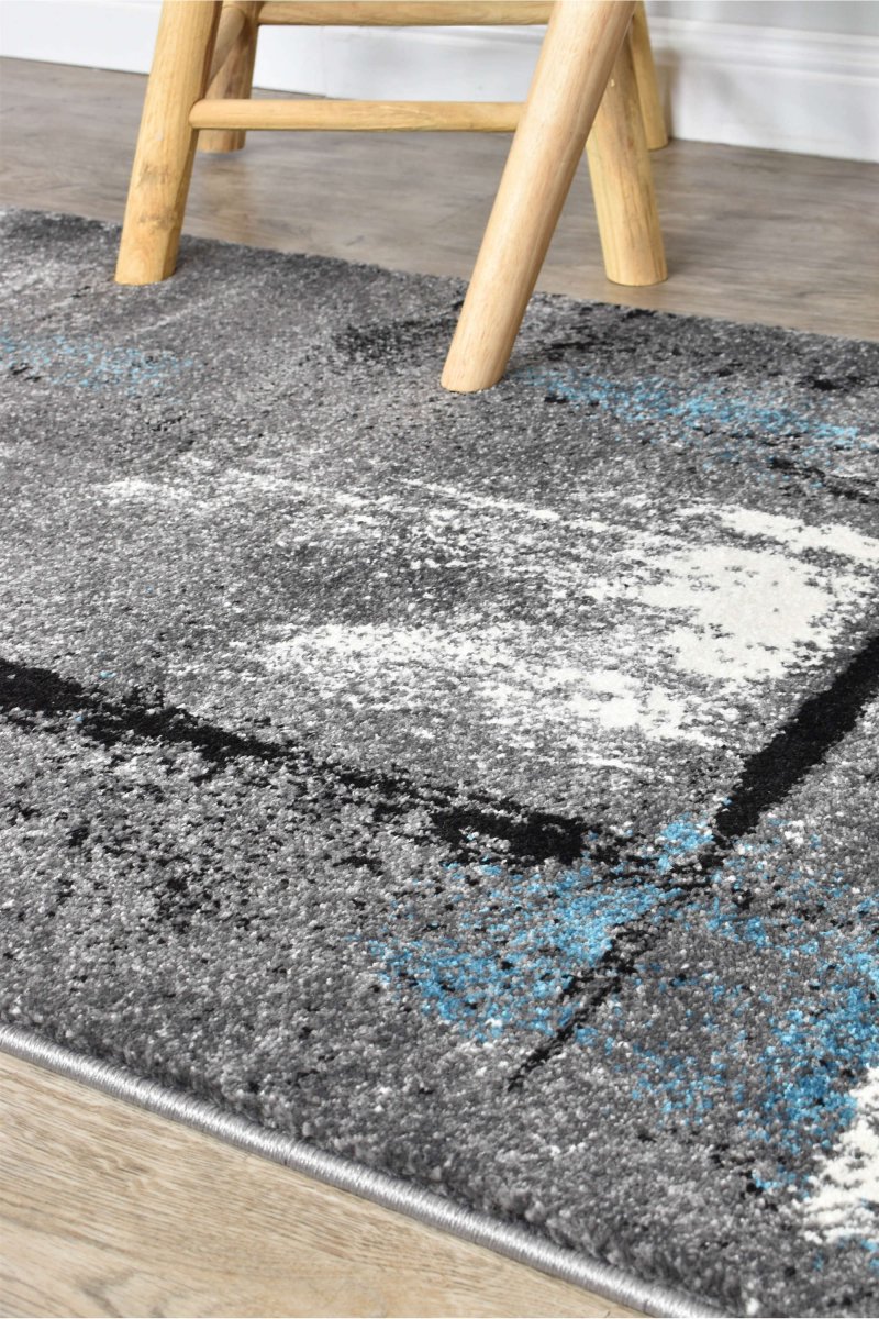 Sol Grey Turquoise Modern Rug