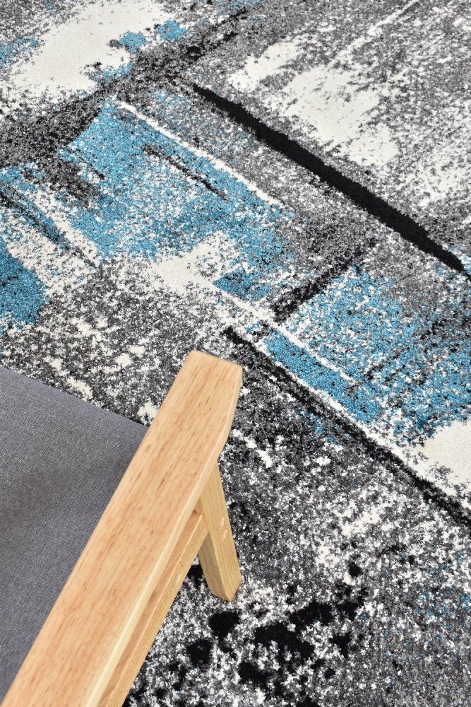 Sol Grey Turquoise Modern Rug