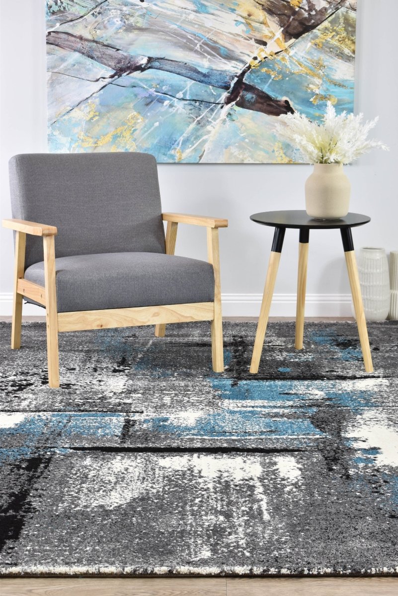 Sol Grey Turquoise Modern Rug