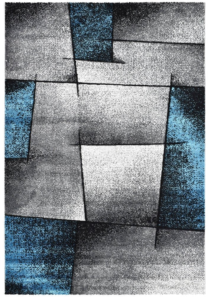 Sol Grey Turquoise Squares Rug