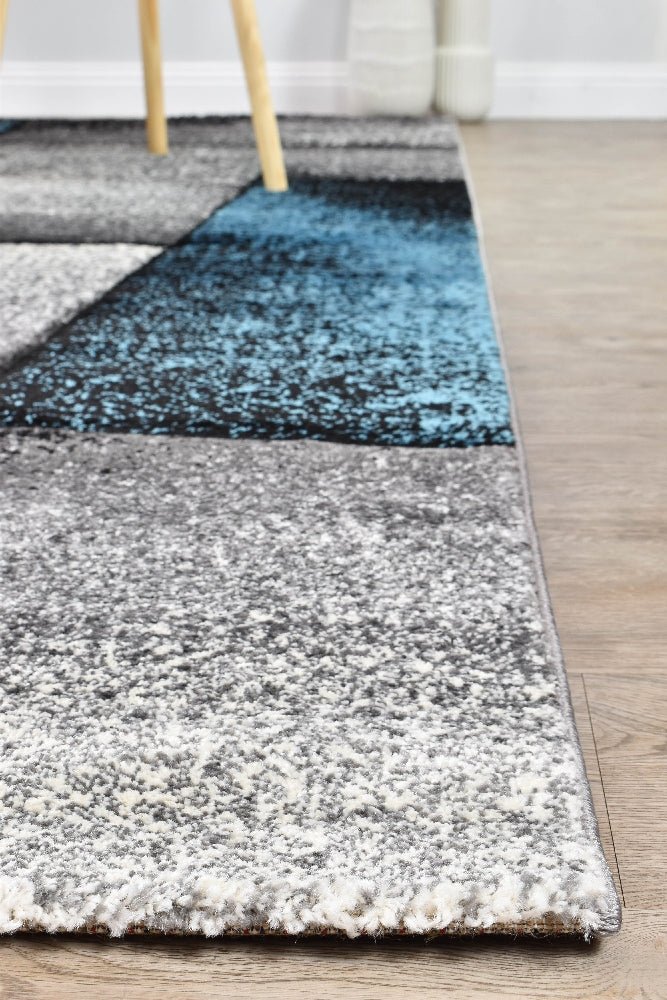 Sol Grey Turquoise Squares Rug