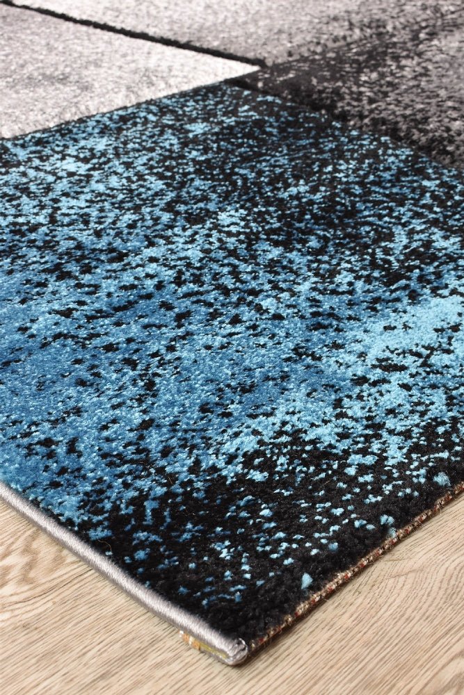 Sol Grey Turquoise Squares Rug