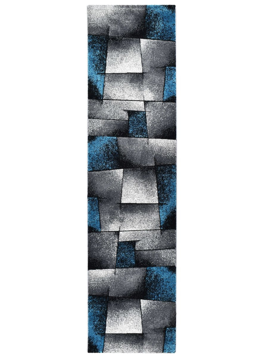 Sol Grey Turquoise Squares Rug