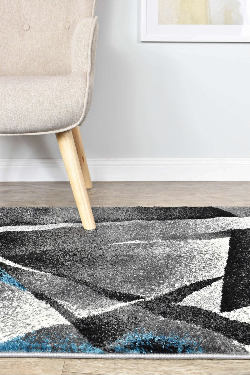 Sol Grey Turquoise Trigonal Rug