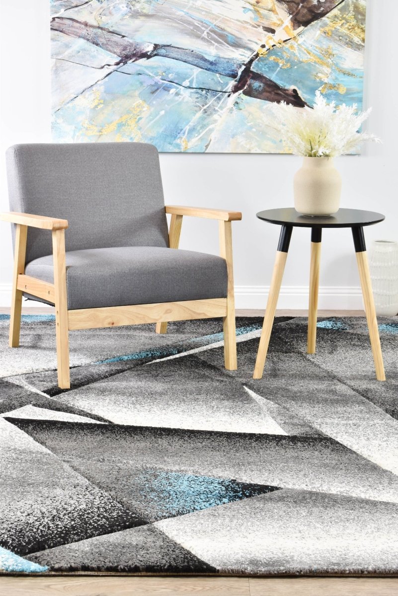 Sol Grey Turquoise Trigonal Rug