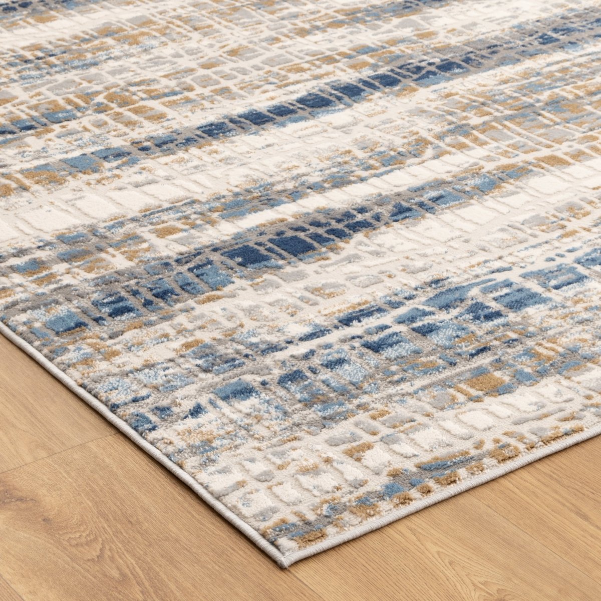 Sustaina White Dark Blue Modern Rug