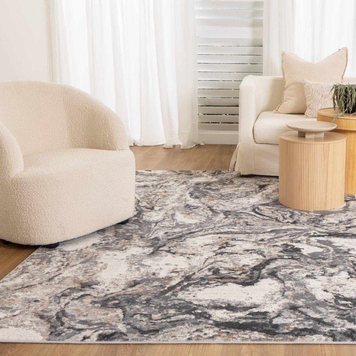 Sustaina White Dark Grey Modern Rug