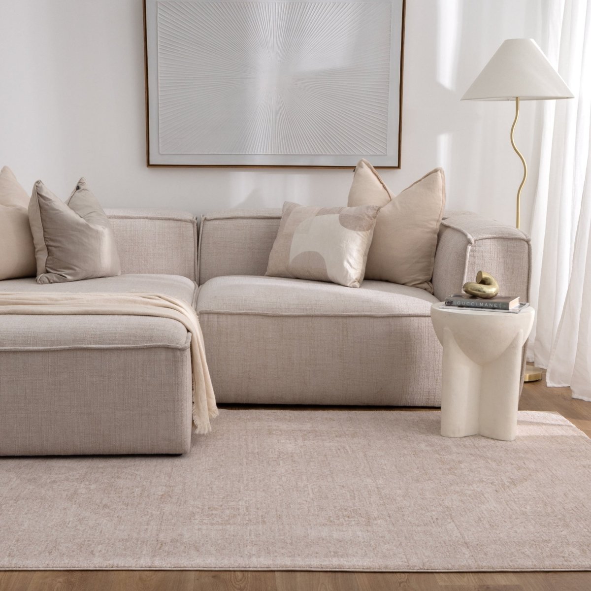 Tarra Distressed Medallion Beige Rug