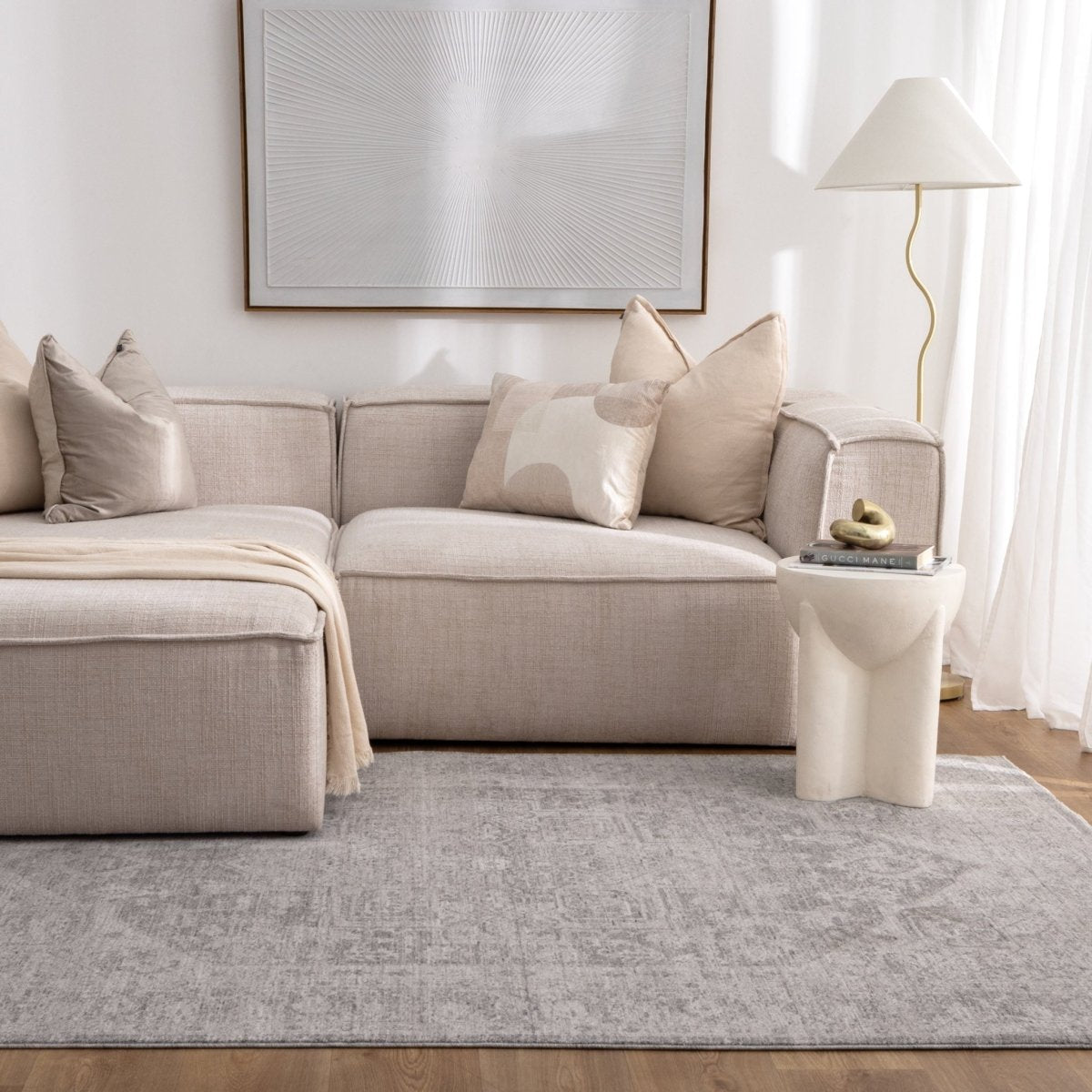 Tarra Distressed Medallion Grey Rug