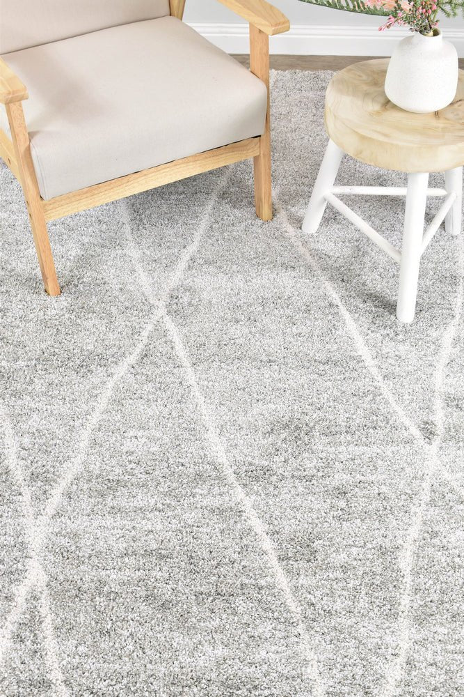 Thorne Diagonal Grey Shaggy Rug