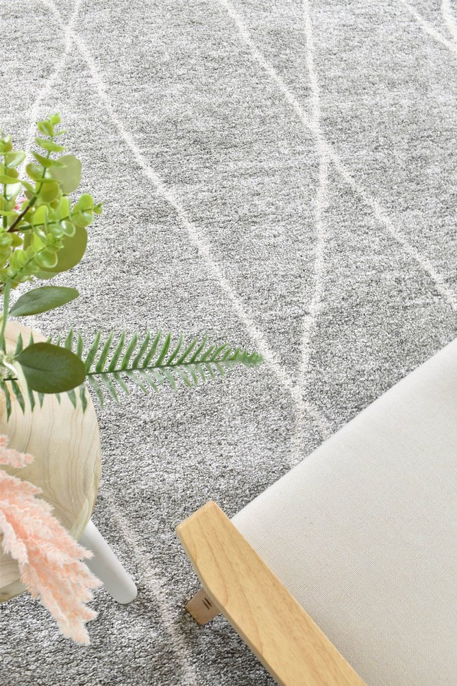 Thorne Diagonal Grey Shaggy Rug