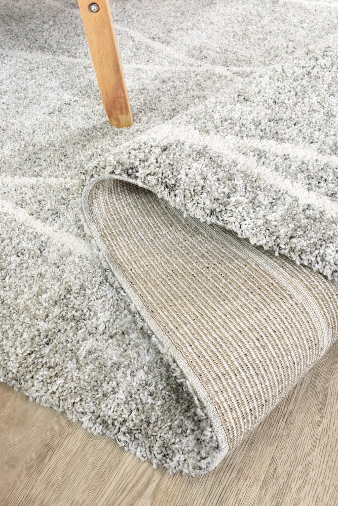 Thorne Diagonal Grey Shaggy Rug