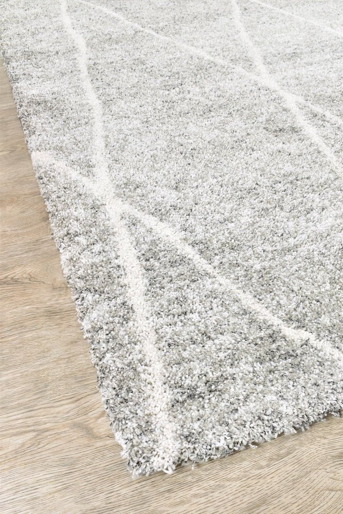 Thorne Diagonal Grey Shaggy Rug