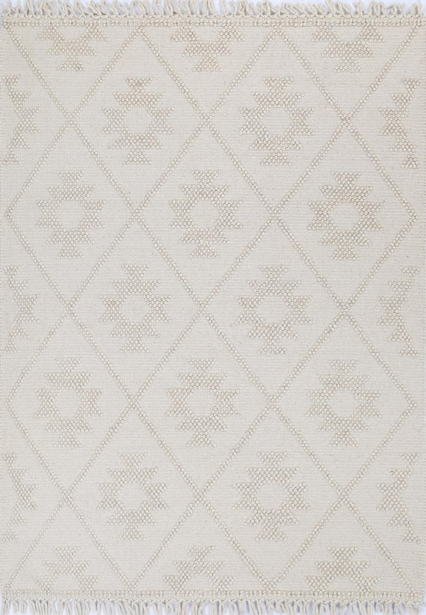 Treasure Geometric Beige Wool Rug Area Rug | Ruggy