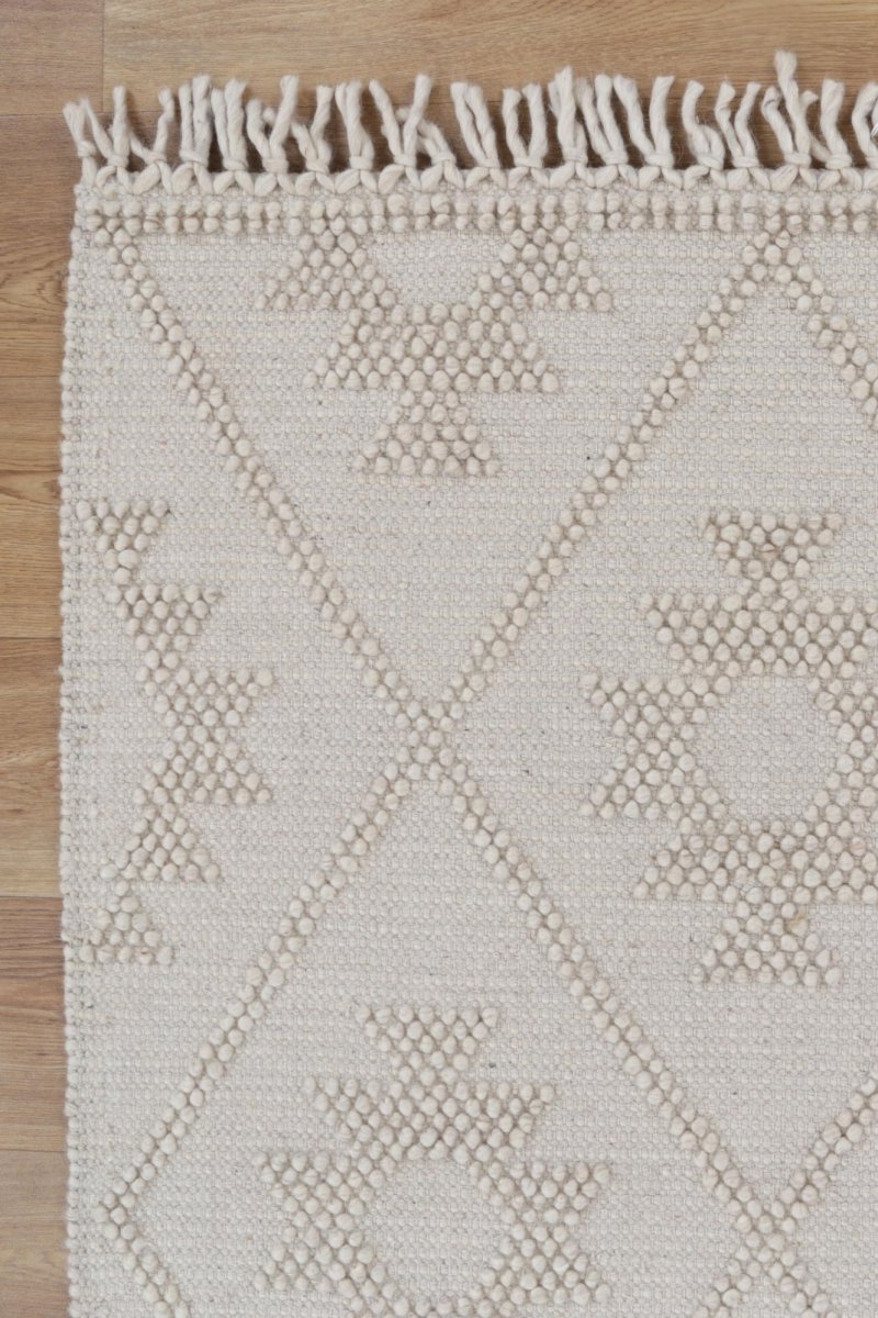 Treasure Geometric Beige Wool Rug Area Rug | Ruggy