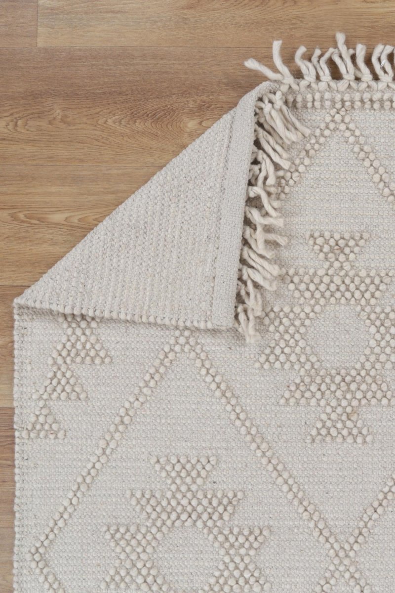 Treasure Geometric Beige Wool Rug Area Rug | Ruggy