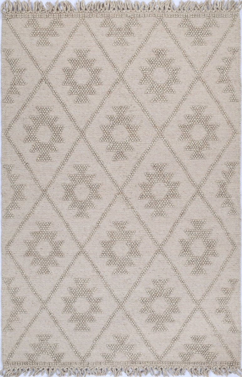 Treasure Geometric Brown Wool Rug Area Rug | Ruggy