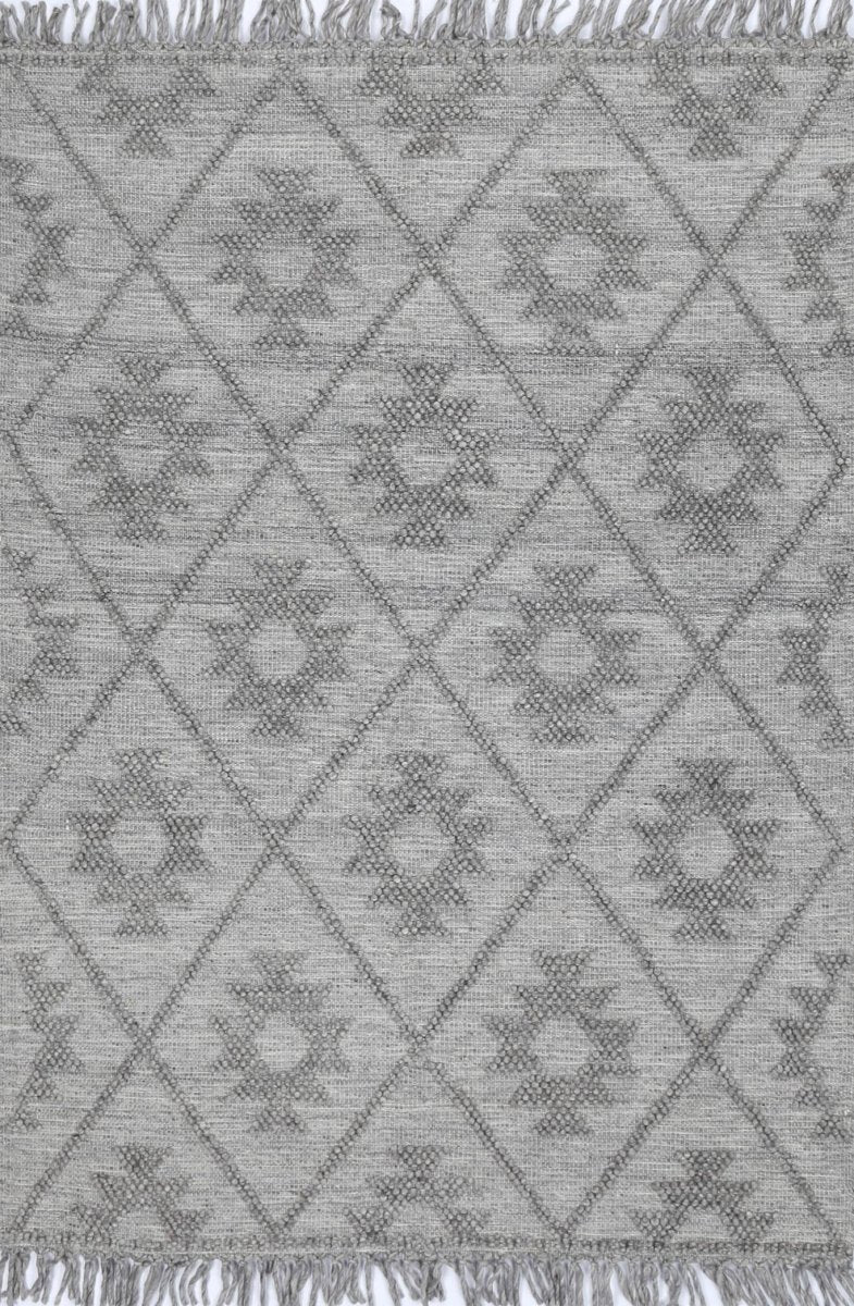 Treasure Geometric Grey Multi Wool Rug Area Rug | Ruggy