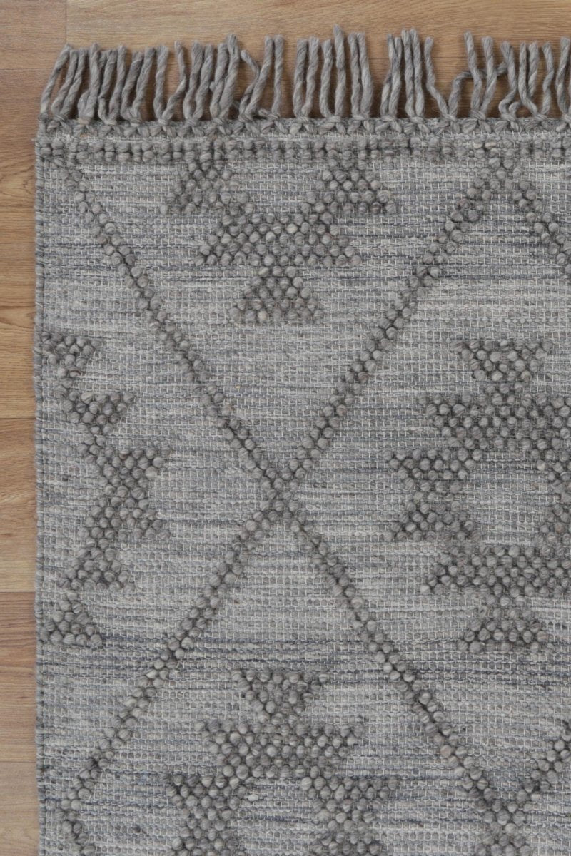 Treasure Geometric Grey Multi Wool Rug Area Rug | Ruggy