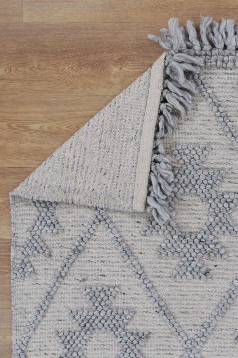 Treasure Geometric Light Grey Wool Rug Area Rug | Ruggy