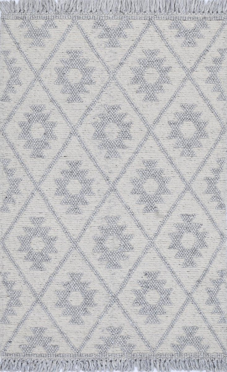 Treasure Geometric Light Grey Wool Rug Area Rug | Ruggy