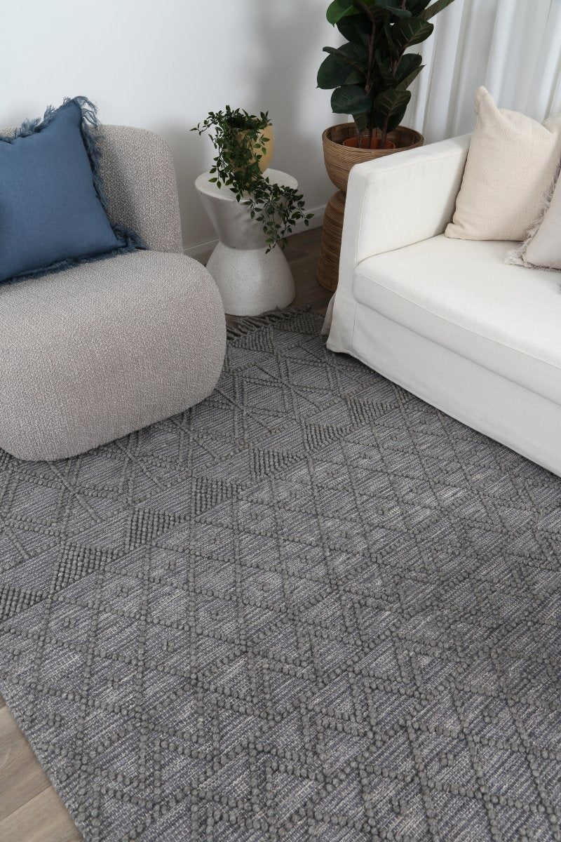 Treasure Inca Grey Multi Wool Rug Area Rug | Ruggy