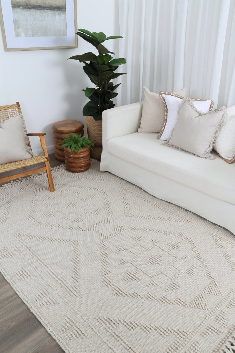 Treasure Ornamental Beige Wool Rug Area Rug | Ruggy