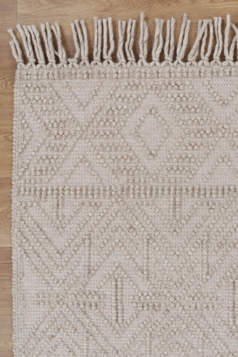 Treasure Tribal Beige Wool Rug Area Rug | Ruggy