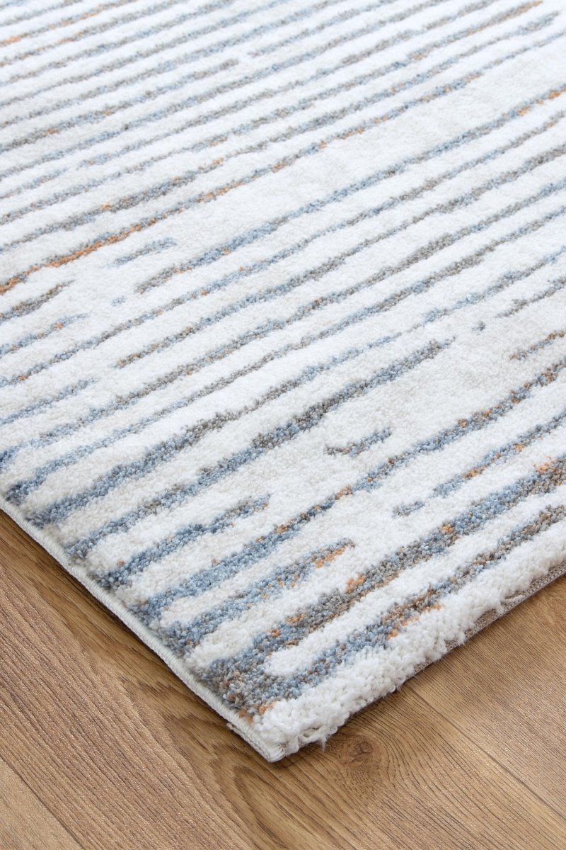 Velar Distressed Lines Blue Rug