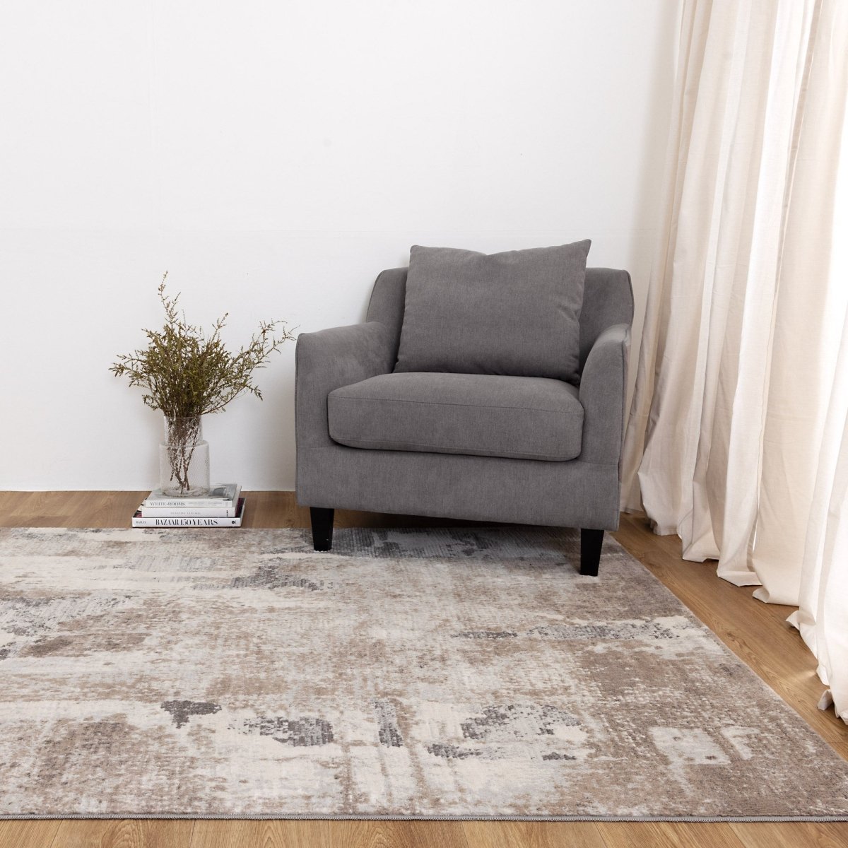 Velvet Abstract Beige Modern Rug Area Rug | Ruggy