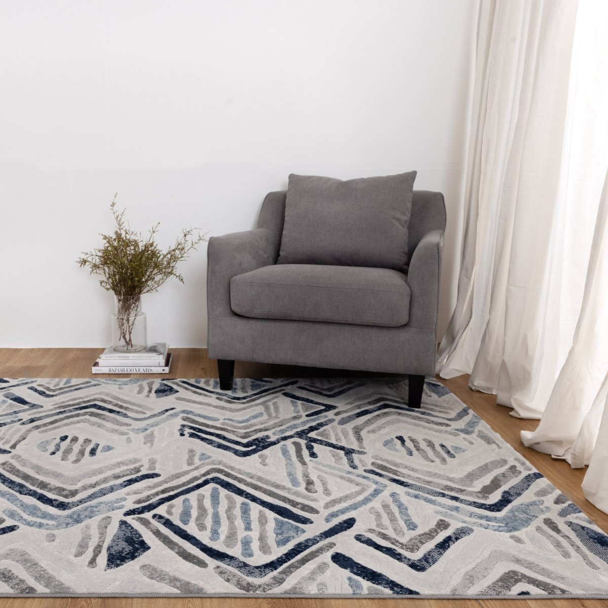 Velvet Diamond Blue Grey Modern Rug Area Rug | Ruggy