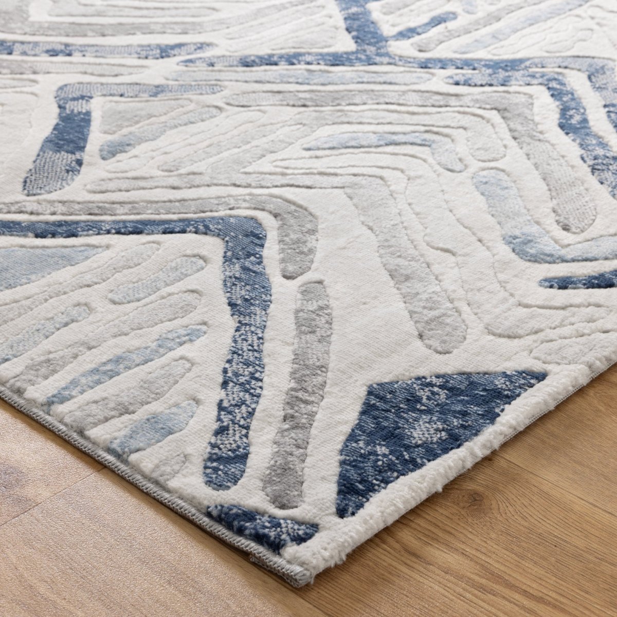 Velvet Diamond Blue Grey Modern Rug Area Rug | Ruggy