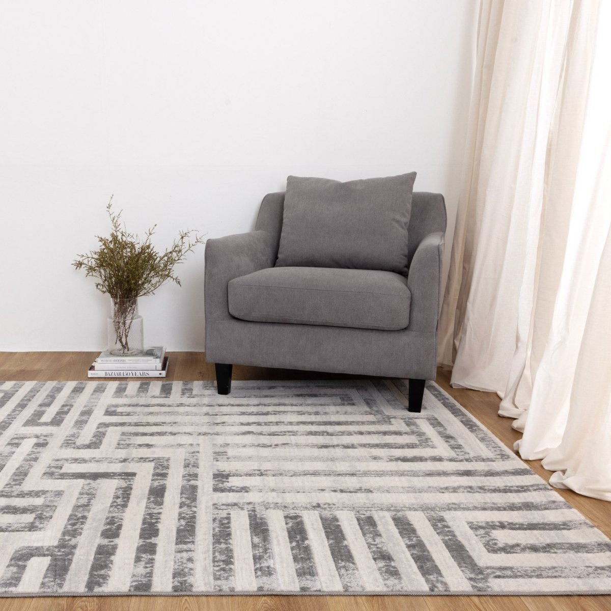 Velvet Maze Grey Modern Rug Area Rug | Ruggy