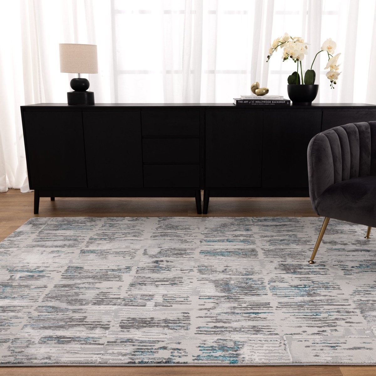 Vita Abstract Grey Blue Rug