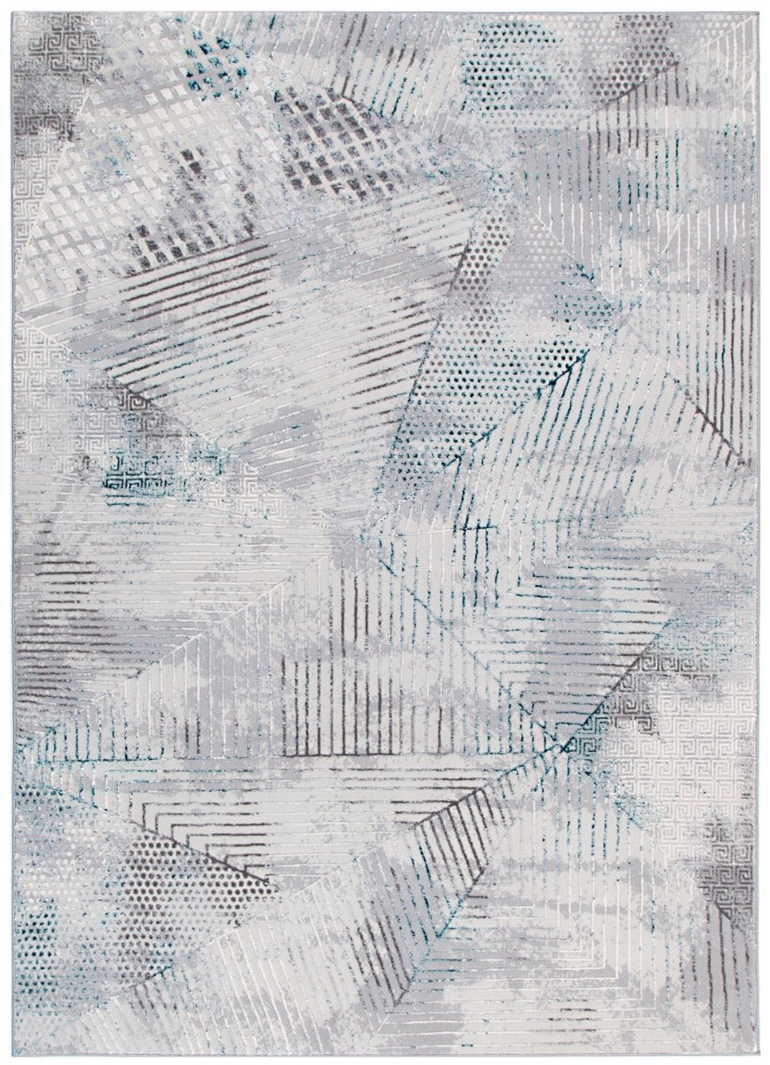 Vita Geometric Grey Blue Rug