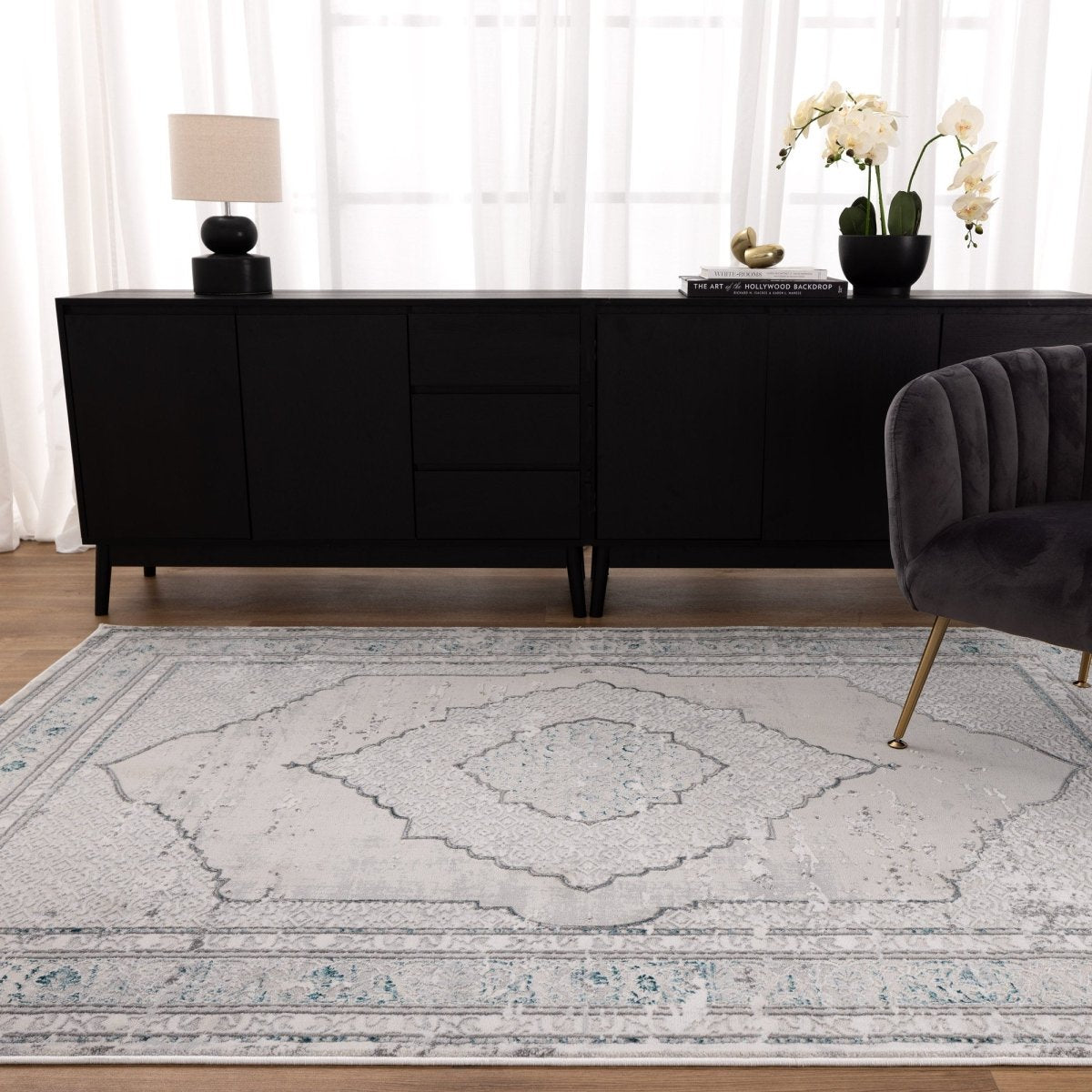 Vita Oriental Grey Blue Rug