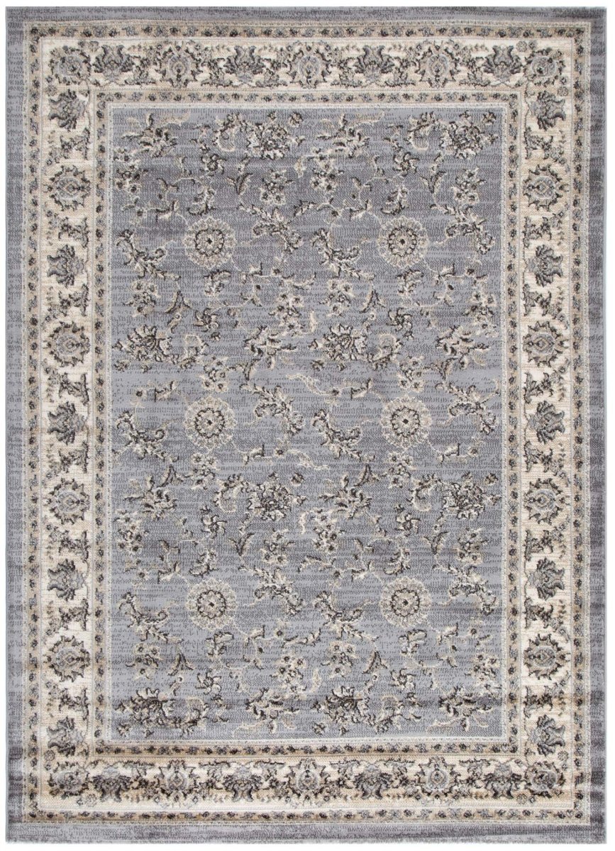 Vivid Grey Cream Border Rug