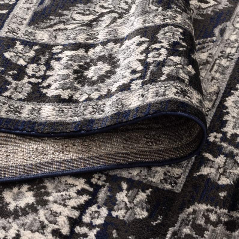 Vivid Navy Grey Rug