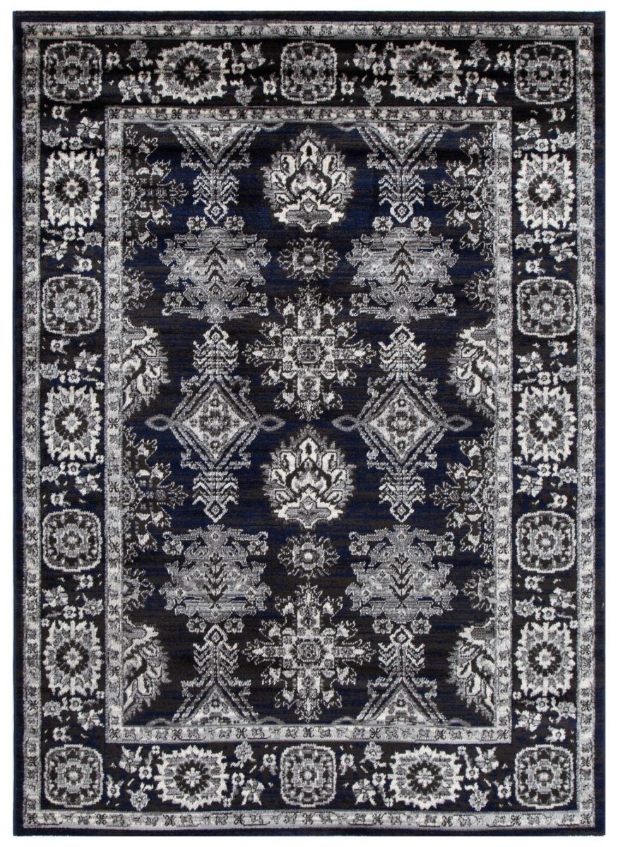 Vivid Navy Grey Rug