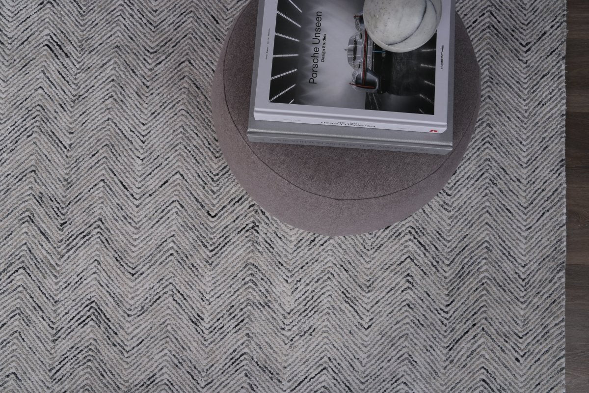 Woodland Herringbone Grey Wool Rug Area Rug | Ruggy