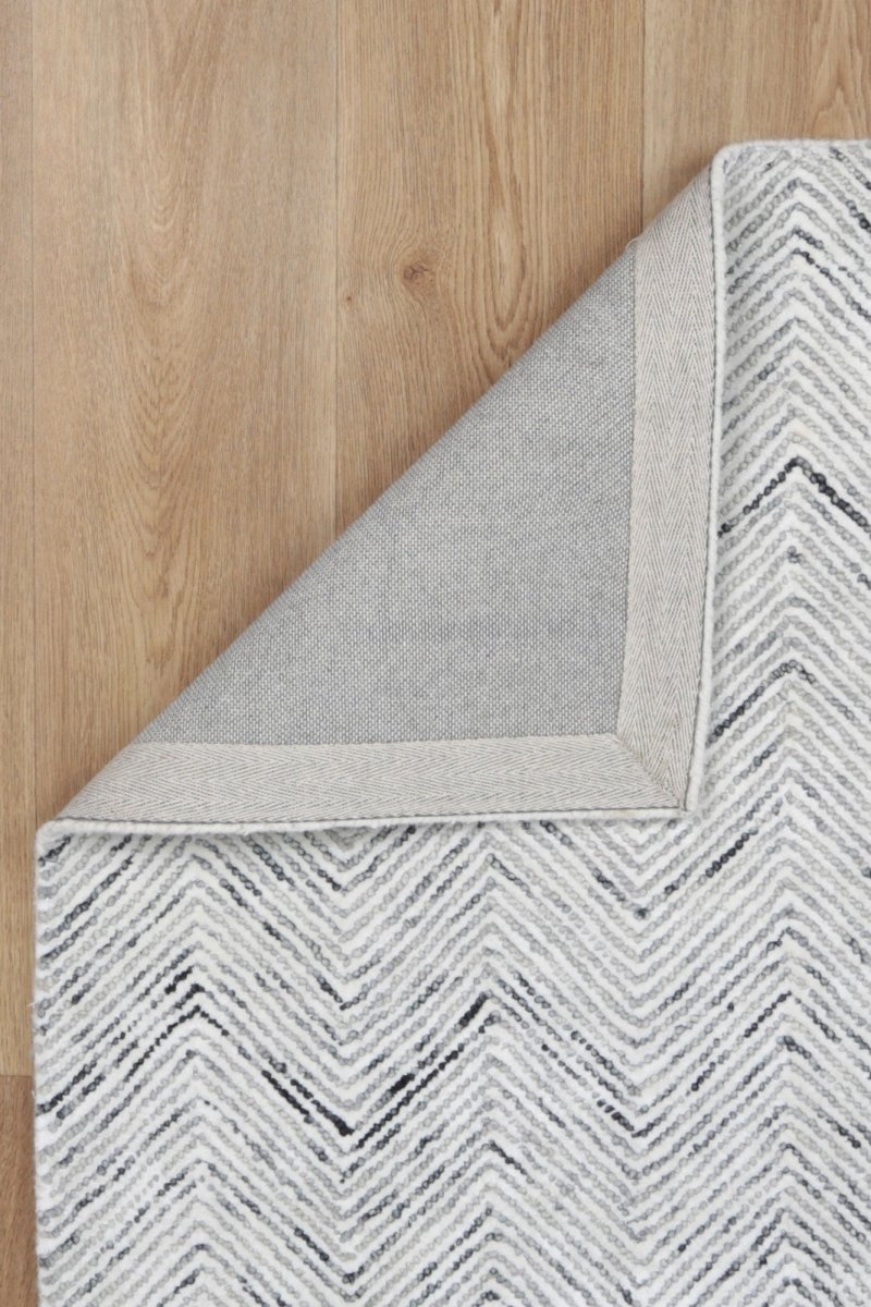 Woodland Herringbone Grey Wool Rug Area Rug | Ruggy